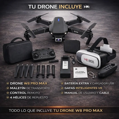 Drone Profesional W8 Con Inteligencia Artificial + Gafas Virtuales VR [ULTIMAS UNIDADES]